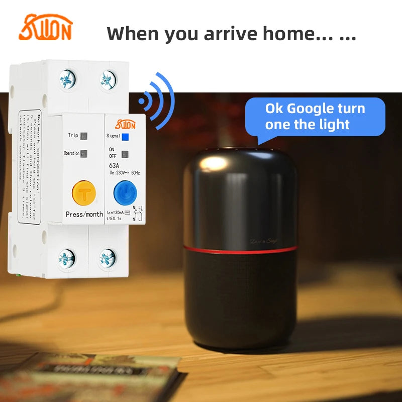 eWelink WiFi circuit breaker Smart switch timer remote control voice control Alexa echo with Leakage Protection for Smart Home
