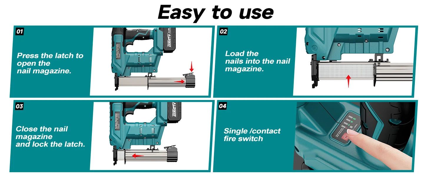 18V Electric Nailer Stapler Gun for 18V Makita Battery Woodworking Cordless Electric Impact Nail Gun DIY Tools (no battery)