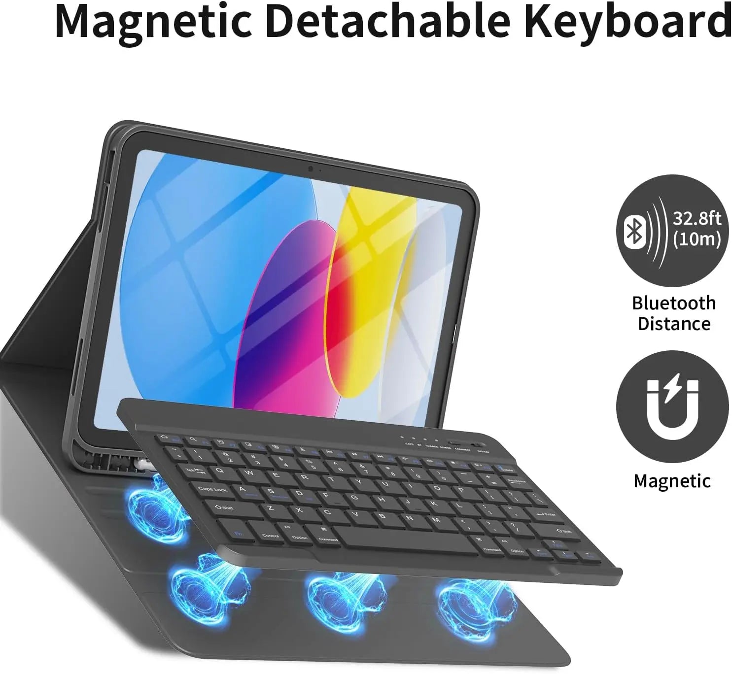 Keyboard Case for iPad (A16) 11th/10th Generation,Detachable Wireless Keyboard,Stand Folio Keyboard Cover with Pencil Holder
