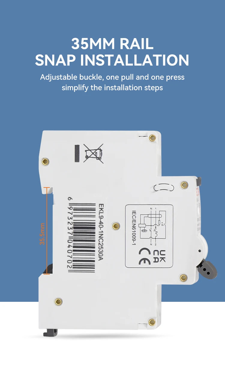 ETEK A Type Residual Automatic Circuit Breaker 6KA 1P+N 2P 18mm RCBO Max 40A 30mA C Curve EKL19