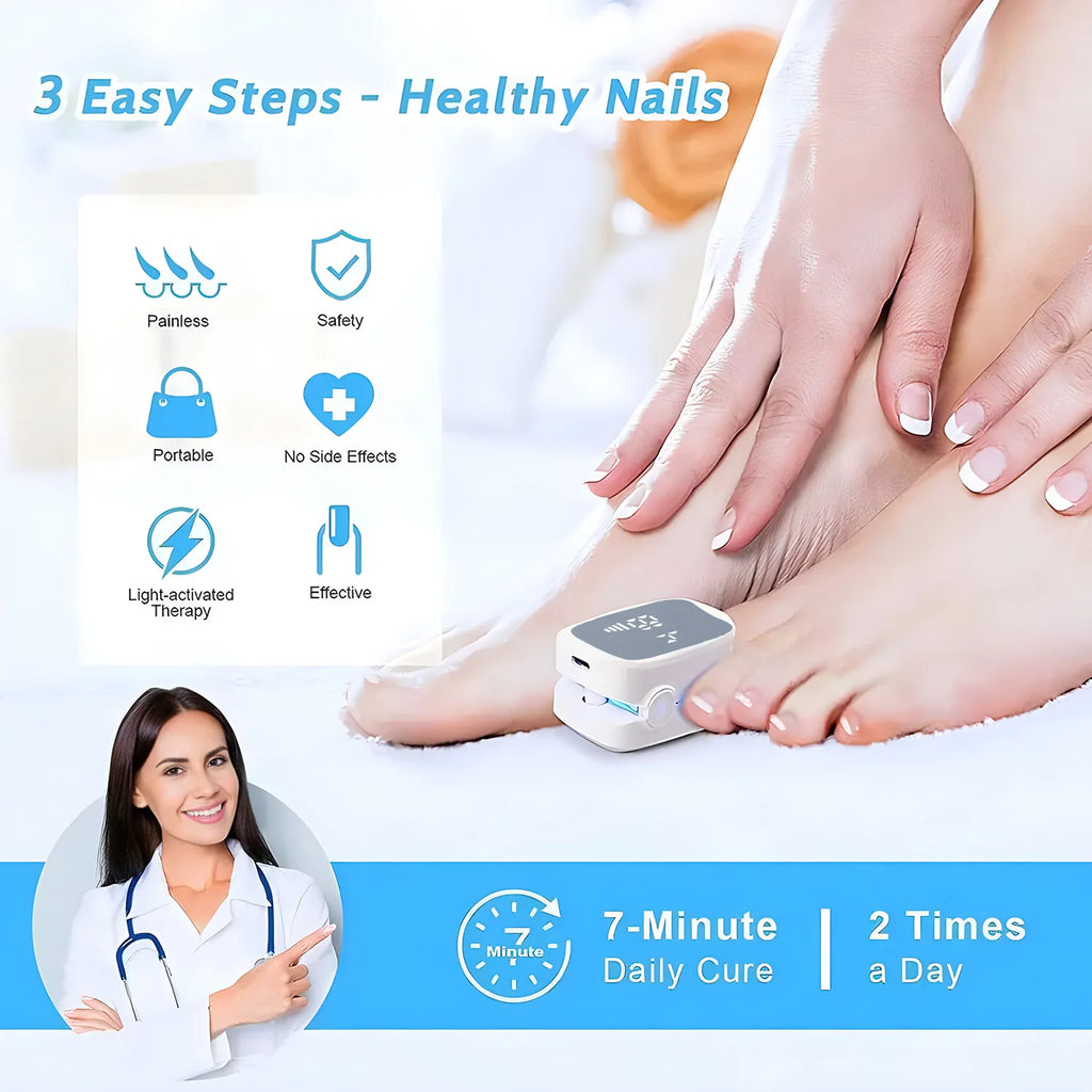Nail Fungus Treatment LED Laser Device for Cleaning Onychomycosis USB Charge 905nm Infrared Light 470nm Blue Light Nail Salon