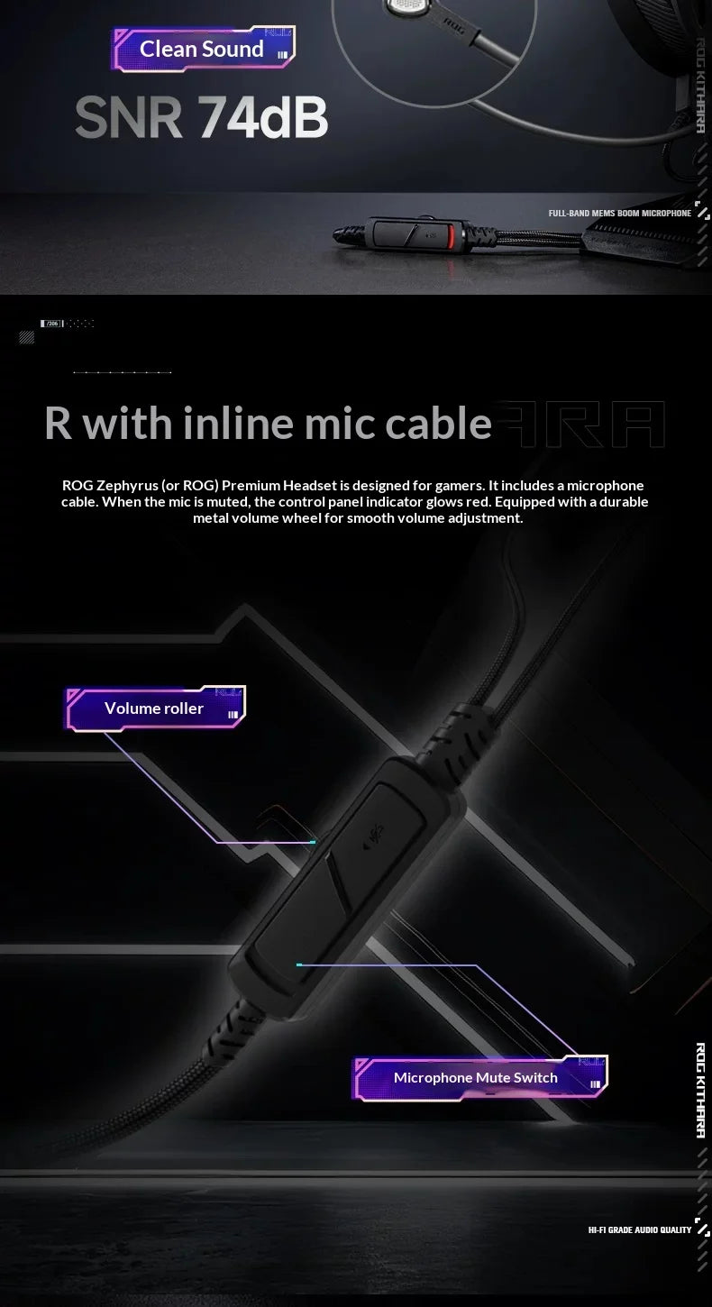 Asus ROG Kithara Limited Edition Headphones Open Back Over Ear Planar Magnetic Wired Headphones 100mm Diaphragm Unit Laptop