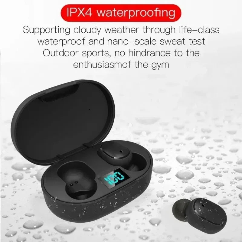 TWS Wireless Headphones Bluetooth Earphones E6S Wireless Bluetooth Headset Waterproof Noise Cancelling LED Earbuds with Mic