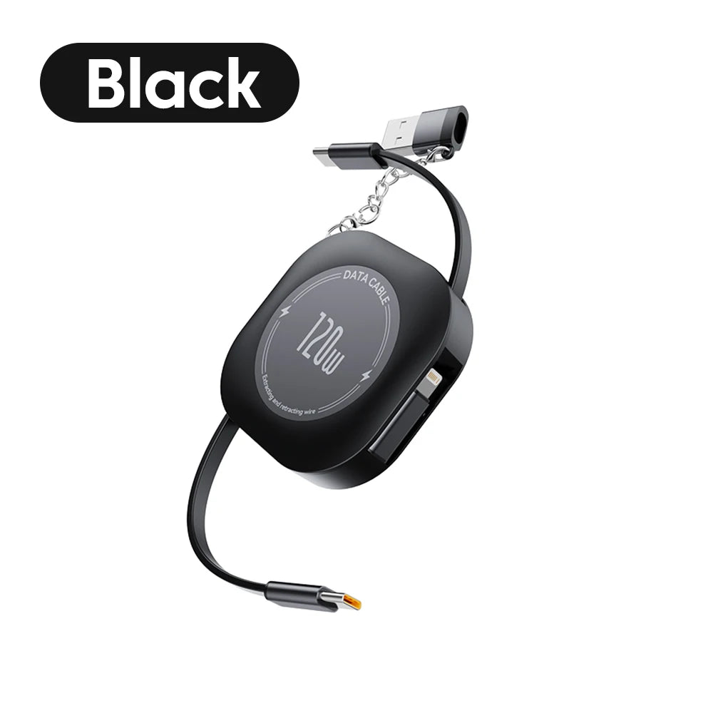 Elough 120W USB C To USB C Retractable Charging Cable With Type C Female To USB ios Male Adapter For iPhone 16 Xiaomi Data Cord