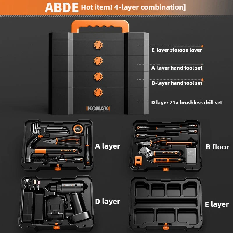 Handworking Powerful Tool Set Hardware DIY Power Toolkit Multi-purpose Electrician Maintenance Tools Case Electric Drill Toolbox