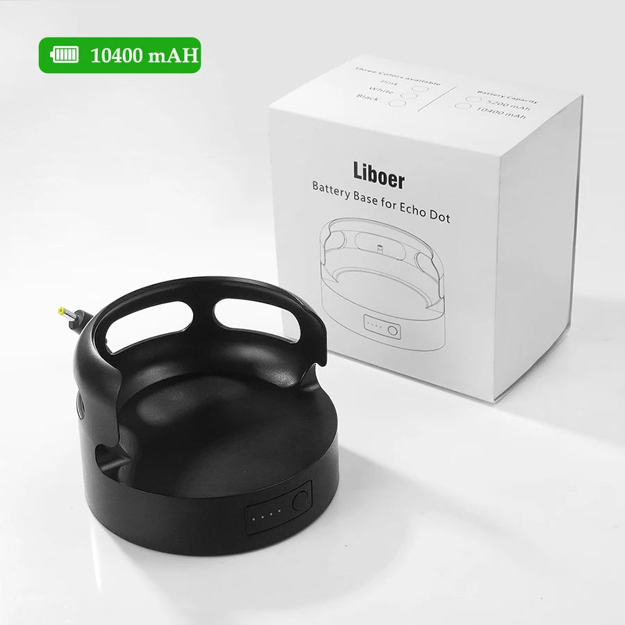 Battery Base for Echo Dot 3 Rechargeable Portable Base for Alexa Speaker Large Capacity 5200mAh/10400mAh Pure Color Black/White