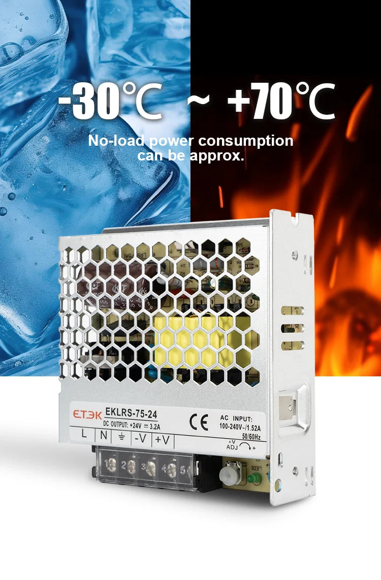 ETEK Lighting Transformer AC110V-220V to DC 24V Power Supply Adapter 75W 100W 150W 200W  For LED Strips EKLRS