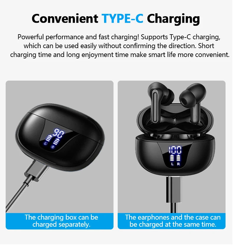 Lenovo XT58 Wireless Earphones Intelligent Noise Reduction Bluetooth 5.4 Headphone Gaming Headset HIFI Earbuds Sound LED Display