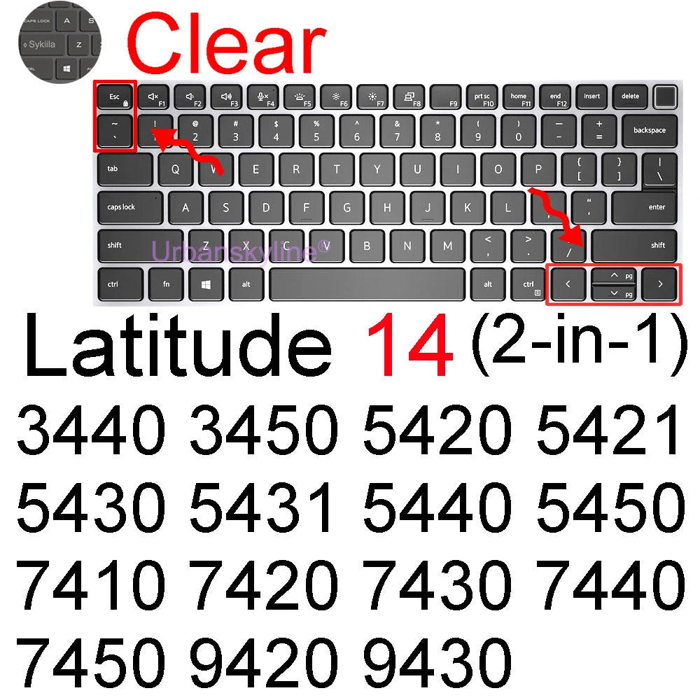 Keyboard Cover for Dell Latitude 14 7440 7450 7400 7404 7410 7414 7420 7424 7430 7480 7490 2 in 1 Silicone Protector Skin Case