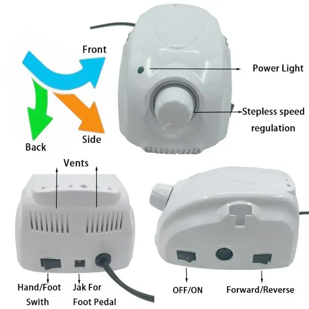 65W Electric Nail Drill Strong 210 Micromotor Control Box DC 30V 35000RPM H200 Handle Milling Machine Manicure Machin