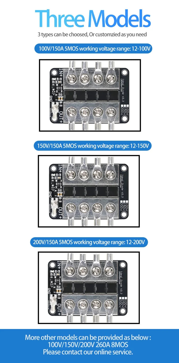 Enerkey Ideal Diode 100V 150V 200V 150A High Current Photovoltaic Solar Base Station Industrial Control Redundancy Switching