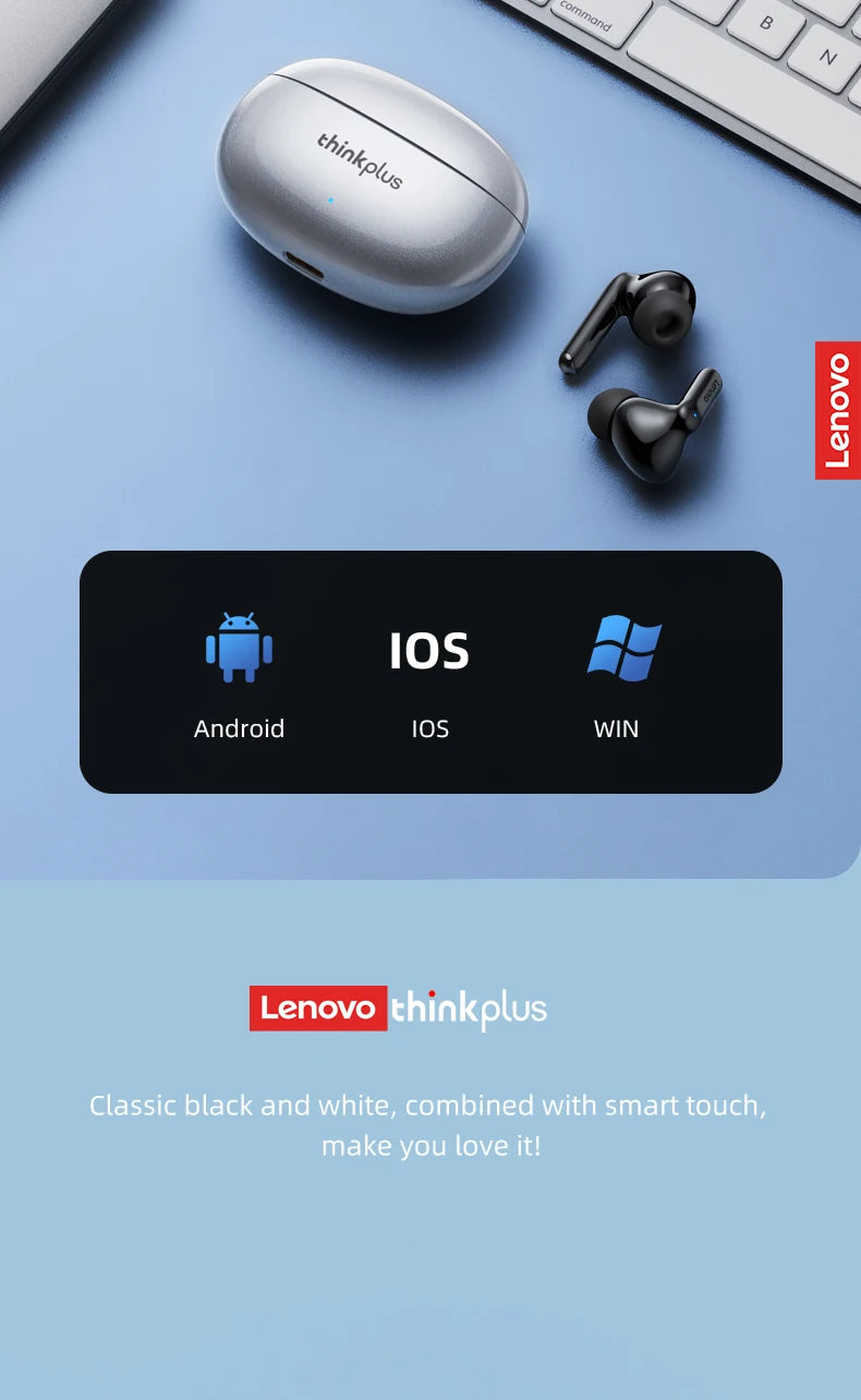 NEW Original Lenovo XT88 TWS Wireless Earphone Bluetooth 5.3 Dual Stereo Noise Reduction Bass Touch Control Long Standby 250mAH