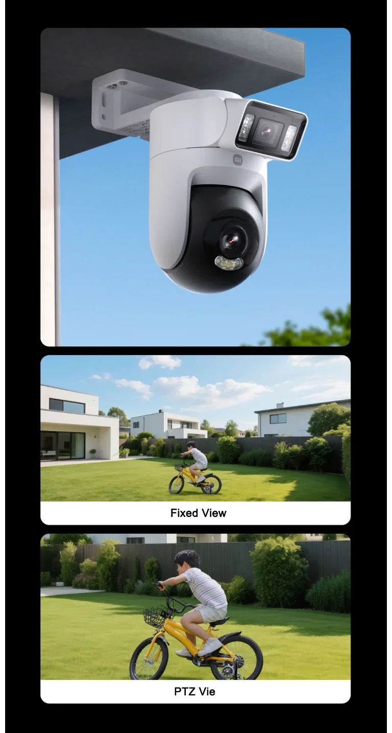 XIAOMI New Outdoor Camera 4 Dual Camera Version，360° 5MP 3K，Audible Visual Alarm，Two-Way Audio，IP66，Chinese Version With Adapter