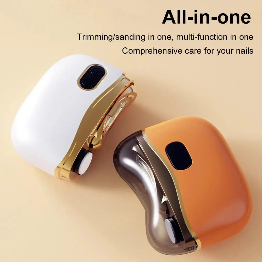 2In1 Electric Nail Tool,USB Charging Nail Clipper Polisher,Adult Kids Fingernail Toe Scissors,Rechargeable Nail Cutter