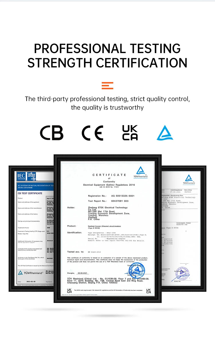 ETEK RCD RCCB Type B Earth Leakage Residual Current Circuit Breaker Evse 2P 4P 40a 63a 100a 30ma 300mA EKL6-100B Din Rail 220V