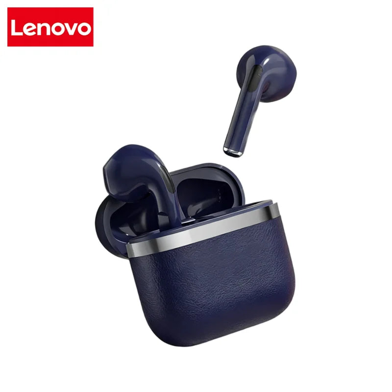 Lenovo Leather Texture Earphones In-Ear Headphones Bluetooth Compact Design Long Battery Life Universal Compatibility Portable
