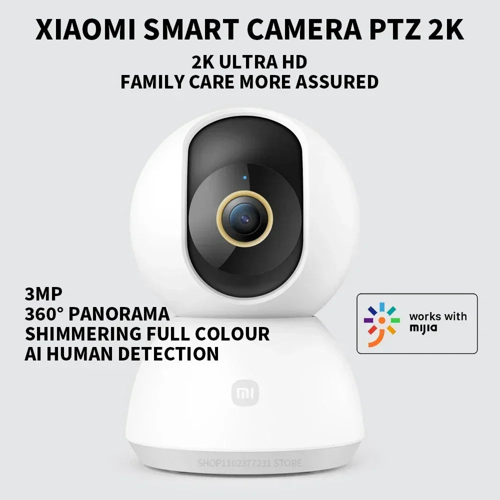 Xiaomi Smart Home 360° Security Camera Mi PTZ 2K Webcam 1296P 3 Megapixel AI Human Detection Night Vision Webcam Work With App