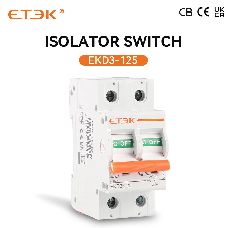 EKET Isolater Switch  AC type 125A Low Voltage 50Hz 1,2,3,4 pole 240/415V Miciature Isolater Switch EKD3