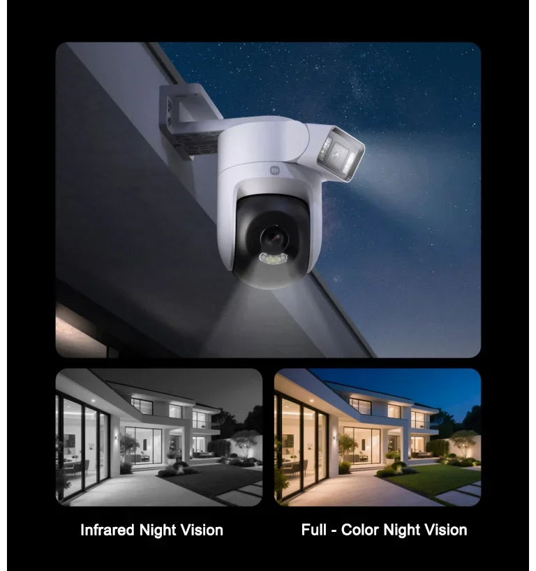 XIAOMI New Outdoor Camera 4 Dual Camera Version，360° 5MP 3K，Audible Visual Alarm，Two-Way Audio，IP66，Chinese Version With Adapter