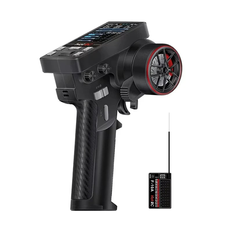 HotRC-Remote Control CT-10B 10-Channels, 2.4GHz Transmitter Controller for Climbing, Drifting Vehicle, RC Cars, Aircraft,