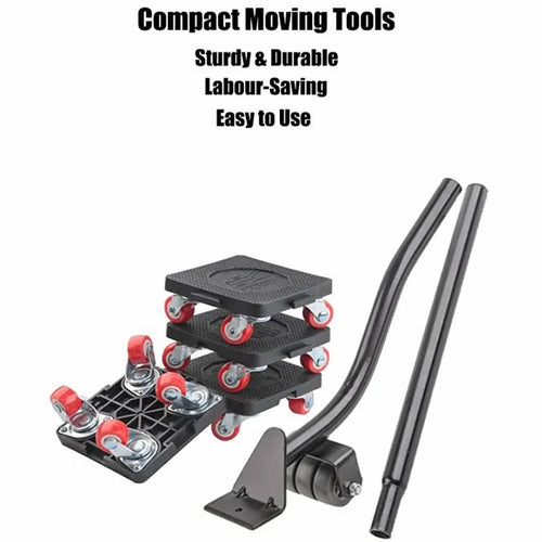 6 Pcs/Set Furniture Mover Set Furniture Mover Tool Transport Lifter Heavy Stuffs Moving Wheel Roller Bar Hand Tools