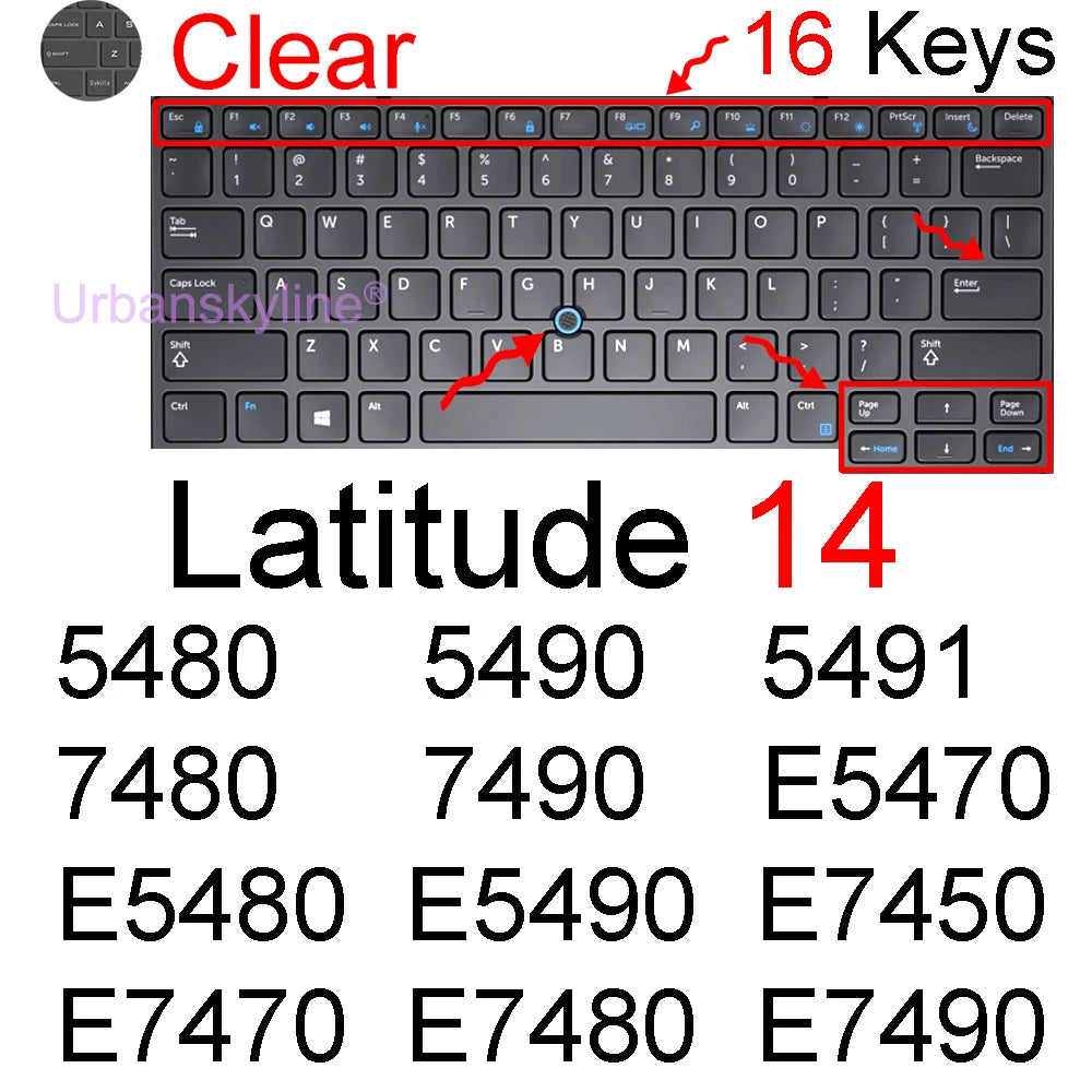 Keyboard Cover for Dell Latitude 14 7440 7450 7400 7404 7410 7414 7420 7424 7430 7480 7490 2 in 1 Silicone Protector Skin Case