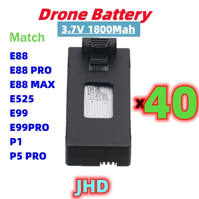 JHD Bateria Drone E88 Pro Mini Drone Battery 3.7V 1800Mah Drone Battery E88 E88PRO Battery Wholesale