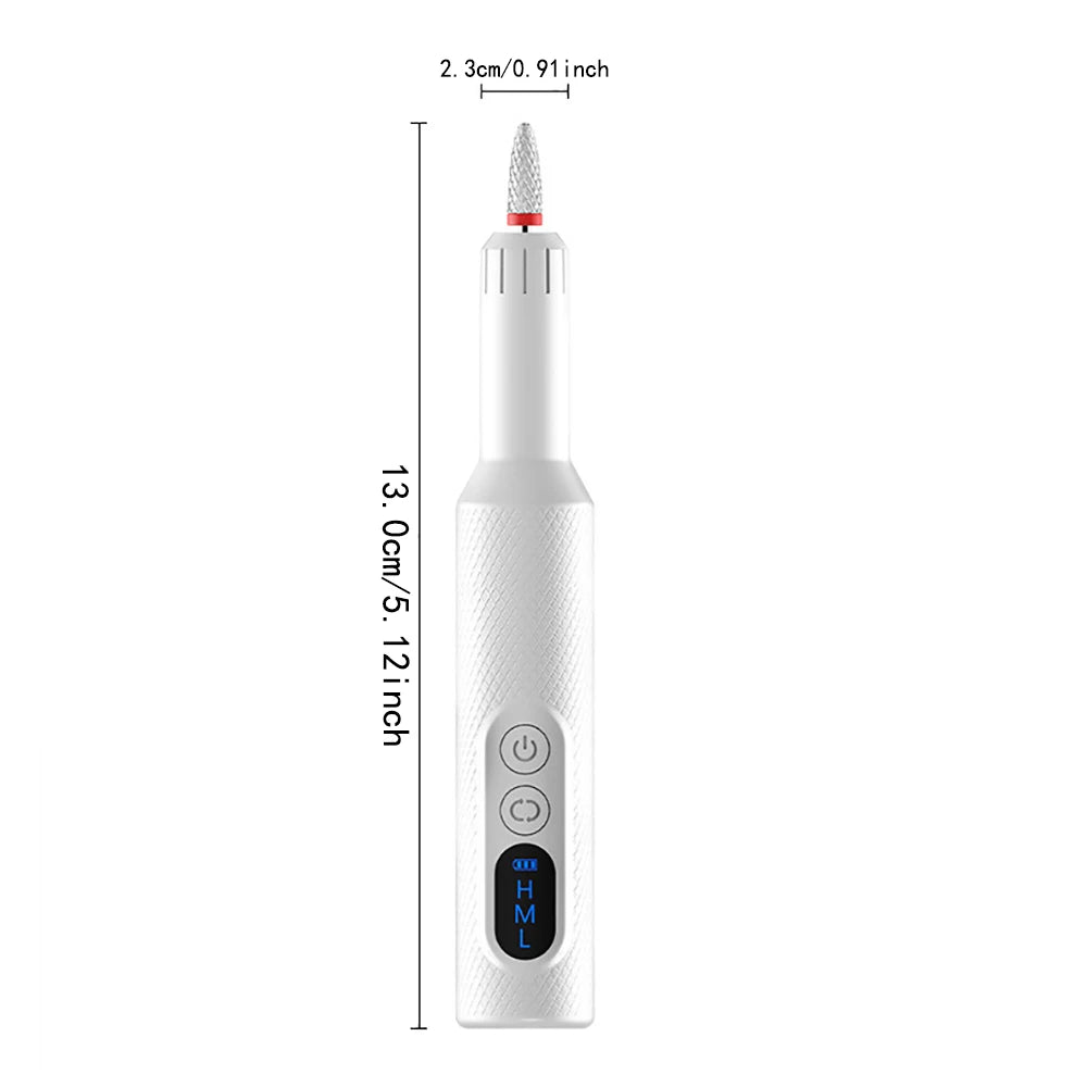 6in1 Wireless Nail Drill 15000RPM with LED Light and Screen Manicure Cutter Nail Repair Pedicure Milling Cutter Polisher Sander