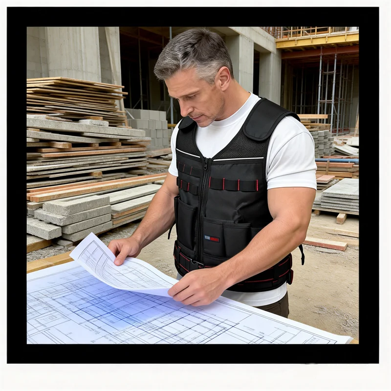 TOOLHUWEI Workwear Tool Vest Safety Work Vest with Multi-pockets Toolkit Pouch Heavy Construction Vest for Electrician Carpenter