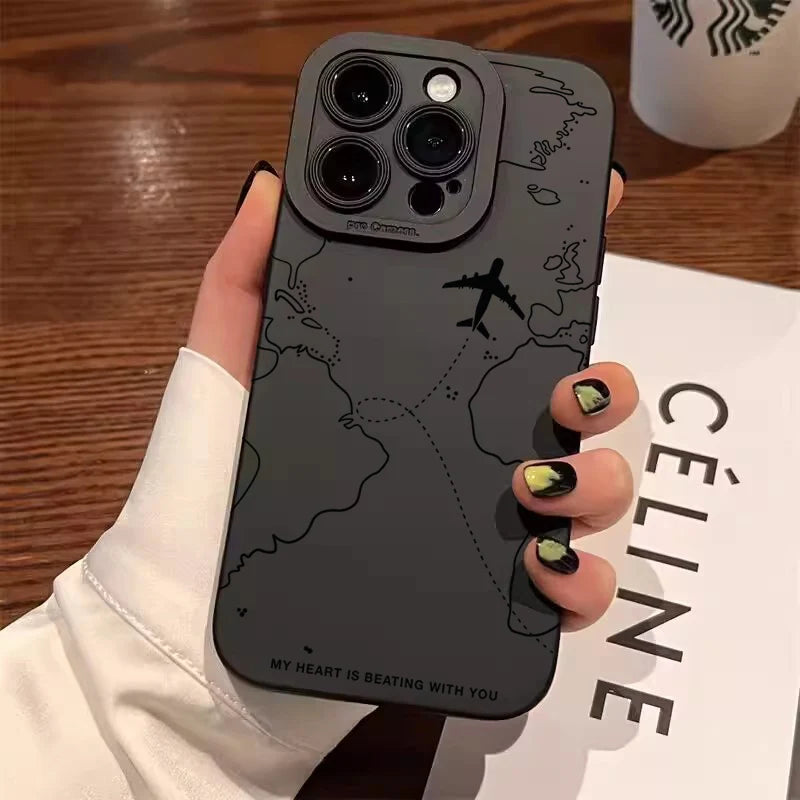 Travel-nspired Airplane Route Desian Case For Xiaomi Mi 11 Lite5G 14T 14 13T 13 12T 12 Poco X7 F5 X5 X3 X6 M6 F6 Pro Back Cover
