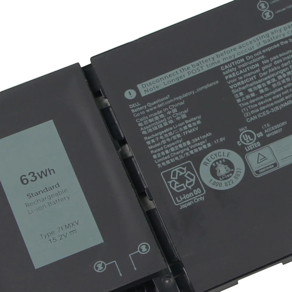 63Wh Battery 7FMXV For DELL Latitude 5320 7320 7420 7520 3941mAh