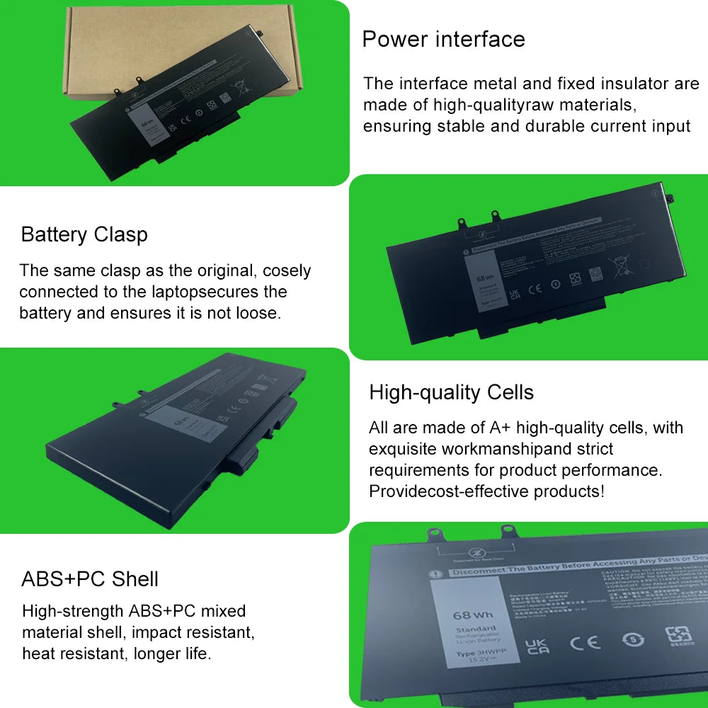 15.2V 68Wh 3HWPP  Battery coding 3HWPP Laptop Battery For Dell Precision 3541 3551 P80F Latitude 5410