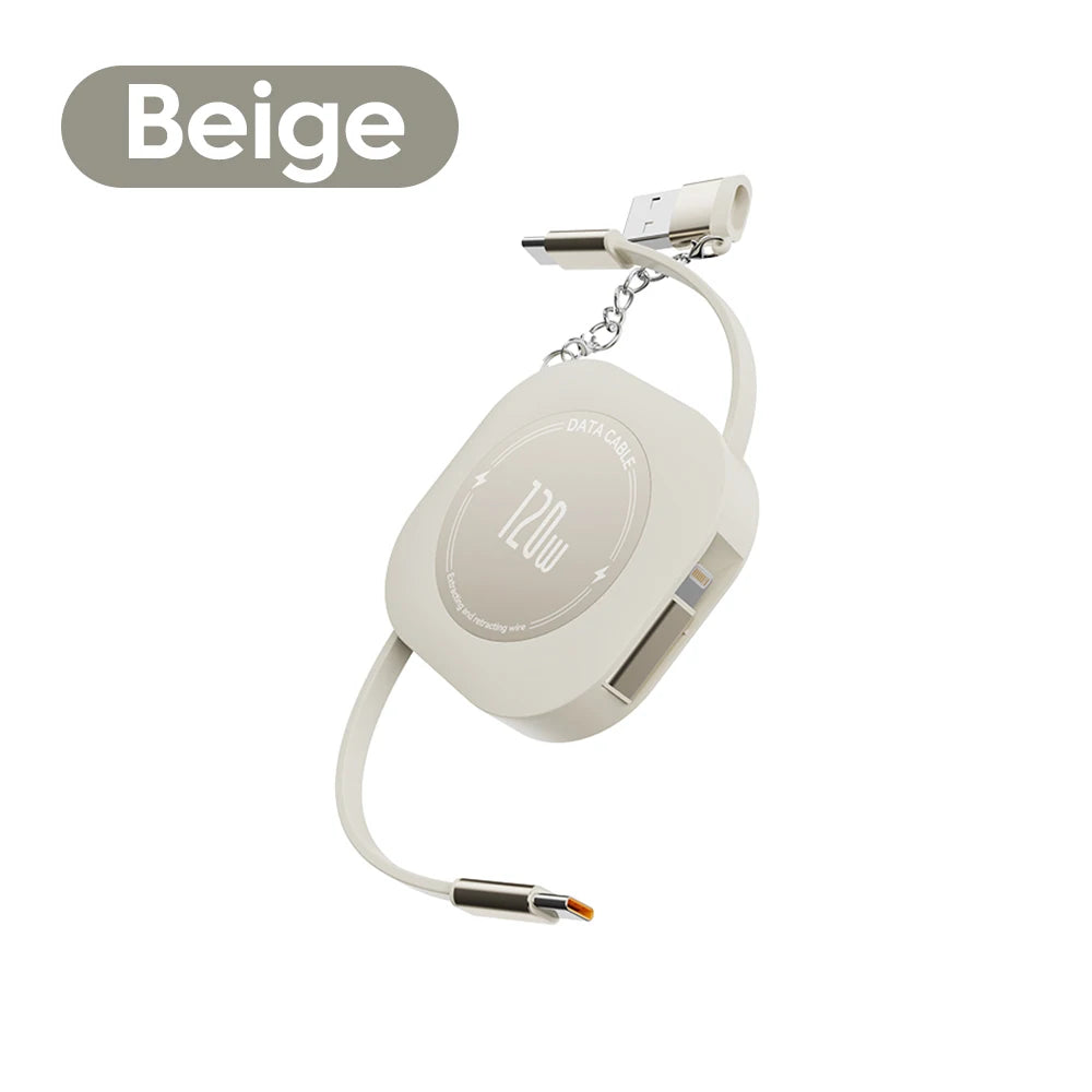 Elough 120W USB C To USB C Retractable Charging Cable With Type C Female To USB ios Male Adapter For iPhone 16 Xiaomi Data Cord