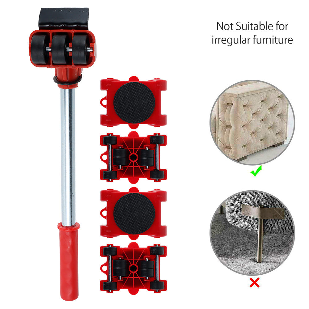 Furniture Mover Set Portable Furniture Mover Tool Labor-Saving Transport Lifter Heavy Stuffs Moving Wheel Roller Bar Hand Tools