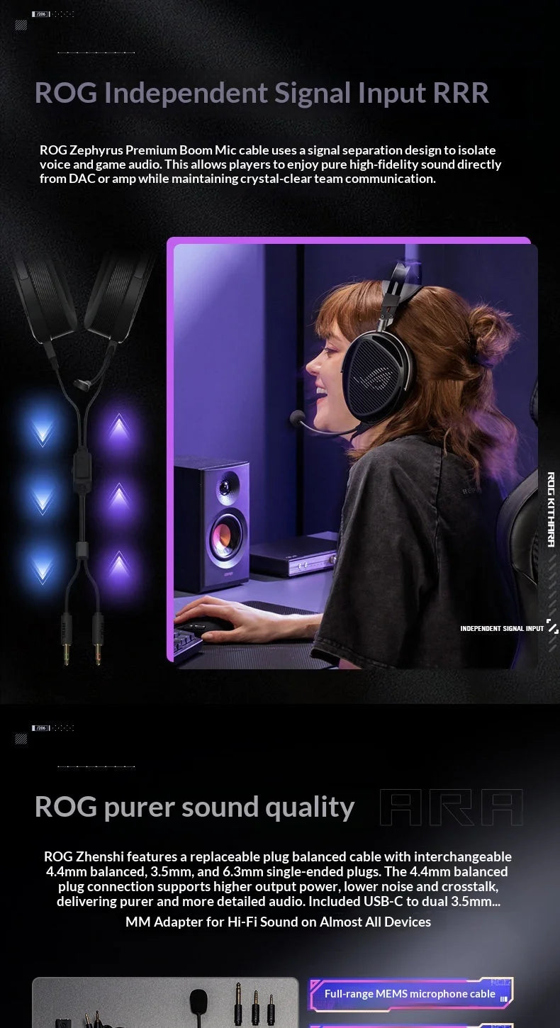 Asus ROG Kithara Limited Edition Headphones Open Back Over Ear Planar Magnetic Wired Headphones 100mm Diaphragm Unit Laptop