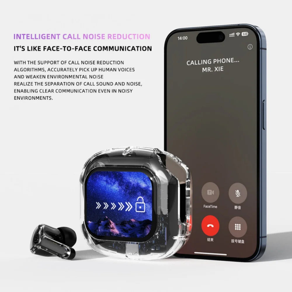 TWS Bluetooth Headphones with Multifunction Touch Screen Smart Wireless Bluetooth Earphone HiFi Audio Quality Business Earbud
