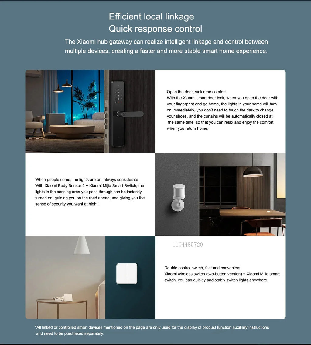 Xiaomi Smart Central Hub Mijia Gateway 4 WIFI Bluetooth Mesh Hub 5GHz 10/100Mbps Smart Home Work With Mi Home APP