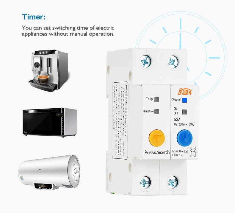 eWelink WiFi circuit breaker Smart switch timer remote control voice control Alexa echo with Leakage Protection for Smart Home