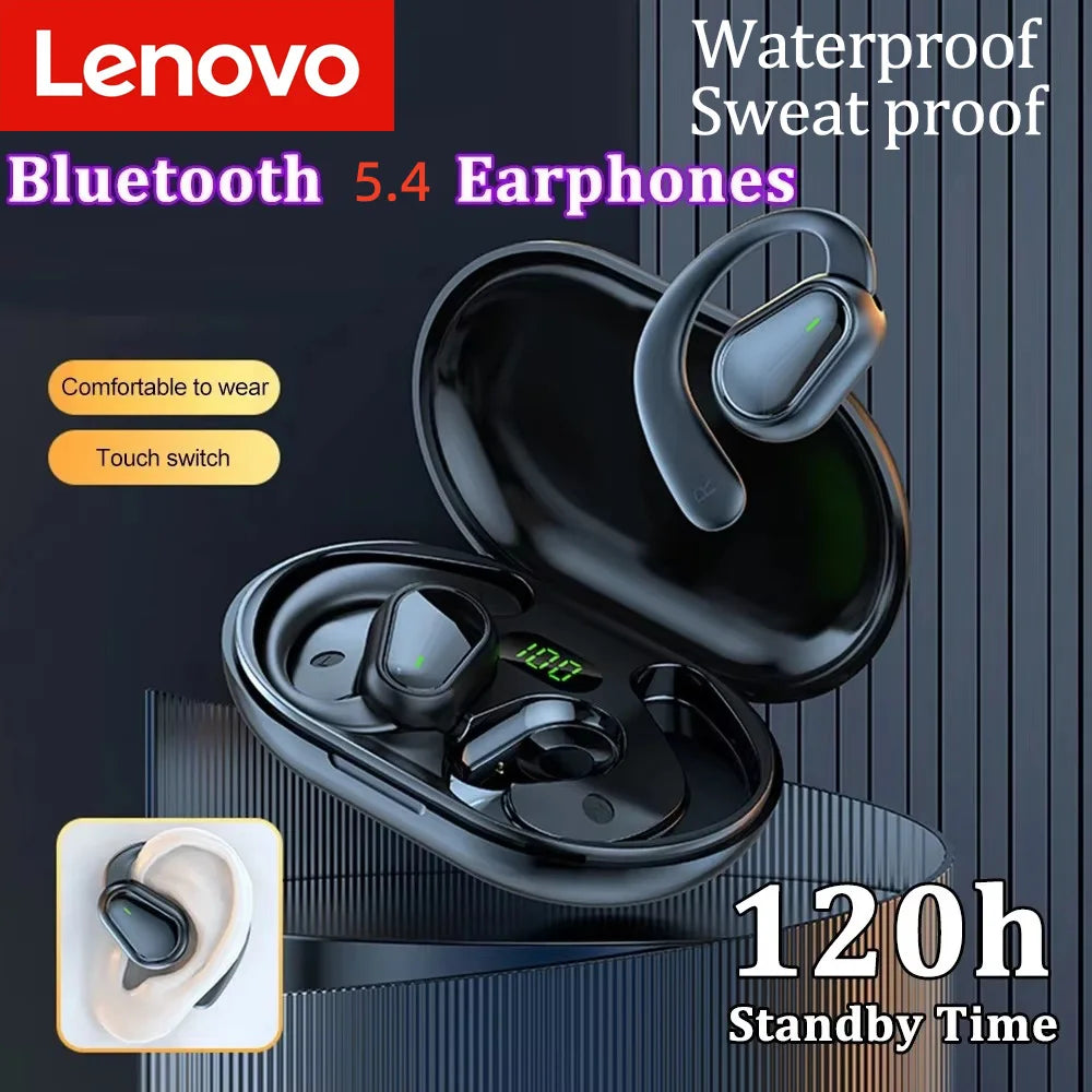 Lenovo Bluetooth 5.3 Headphones Ear Hook Earphones Wireless Earphones HiFi Stereo Waterproof Headset Noise Reduction Earbuds