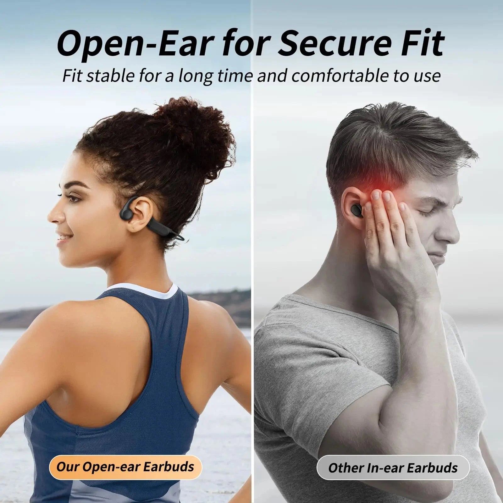 x Lenovo Bone Conduction Earphones Bluetooth Hifi Music Headphones Sport Ear-hook Wireless Headsets with Mic Waterproof Earbuds