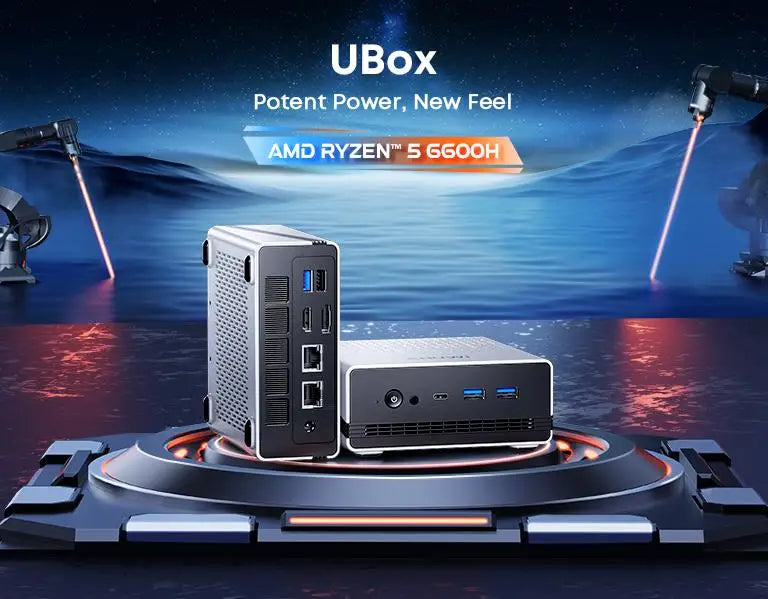 CHUWI UBox AMD R5-6600H Mini PC 6 Cores 12 Threads DDR5 16GB 512GB SSD 4.5GHz Max Frequency WiFi 6＆1G LAN Desktop Computer