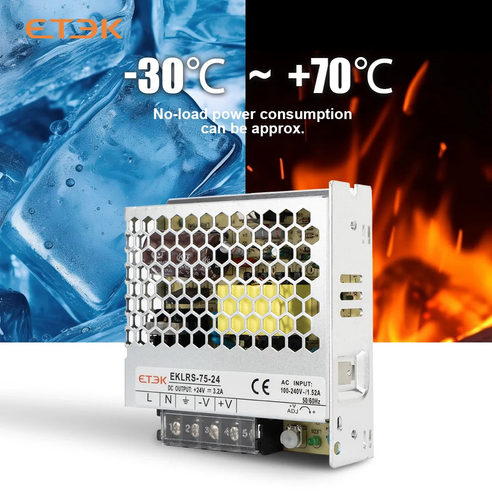 ETEK Lighting Transformer AC110V-220V to DC 24V Power Supply Adapter 75W 100W 150W 200W  For LED Strips EKLRS