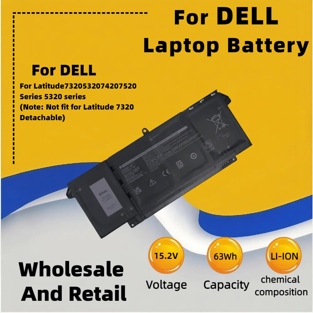 FRLESUI 7FMXV 9JM71 Laptop Battery For DELL Latitude 5320 7320 7420 7520 Series HDGJ8 MHR4G TN2GY 4M1JN 1PP63
