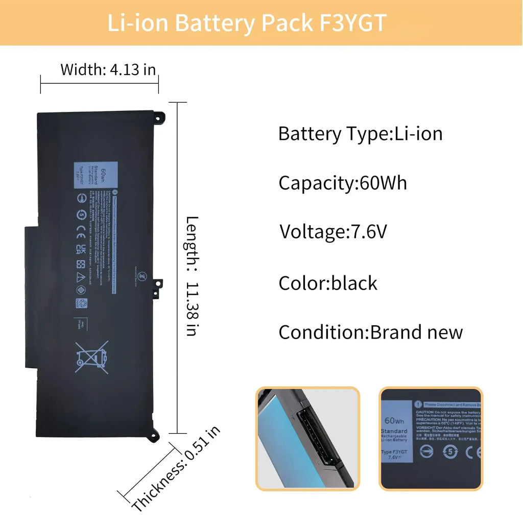 F3YGT Latitude 7480 Battery 7490 Battery 60WH for Dell Latitude 12 7000 7280 7290/13 7000 7380 7390 P29S002/14 7000 7480 7490