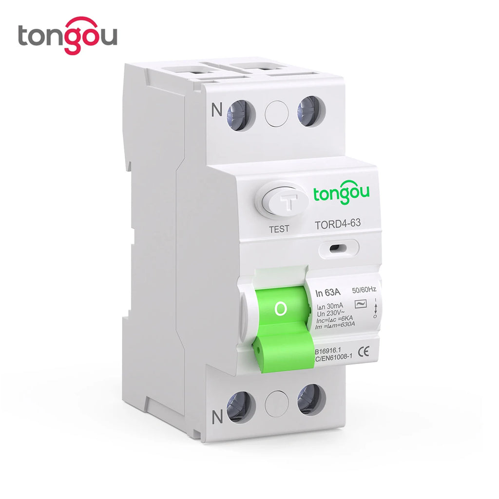 AC Type RCCB Electromagnetic Residual Current Circuit Breaker AC ELCB 2 Pole 16A 25A 40A 63A RCD 30mA TONGOU