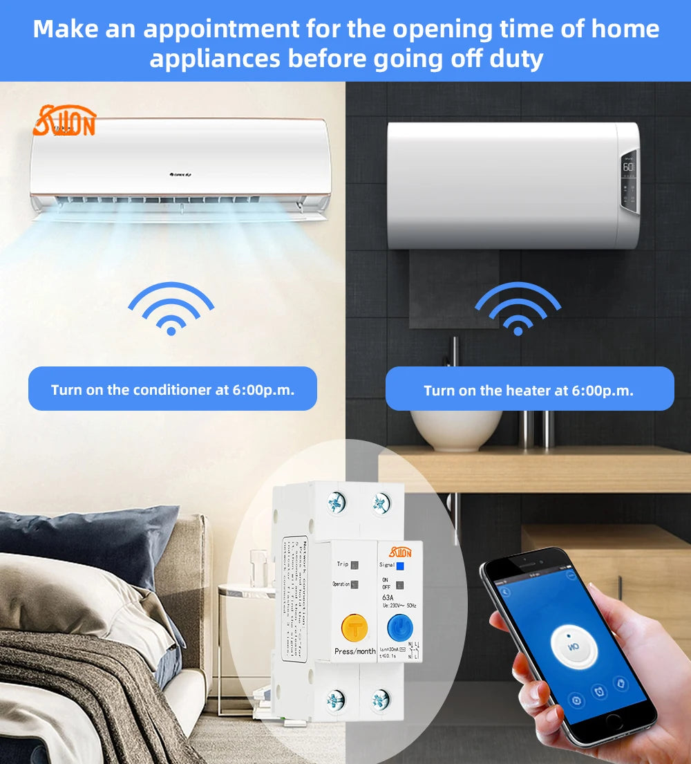 eWelink WiFi circuit breaker Smart switch timer remote control voice control Alexa echo with Leakage Protection for Smart Home