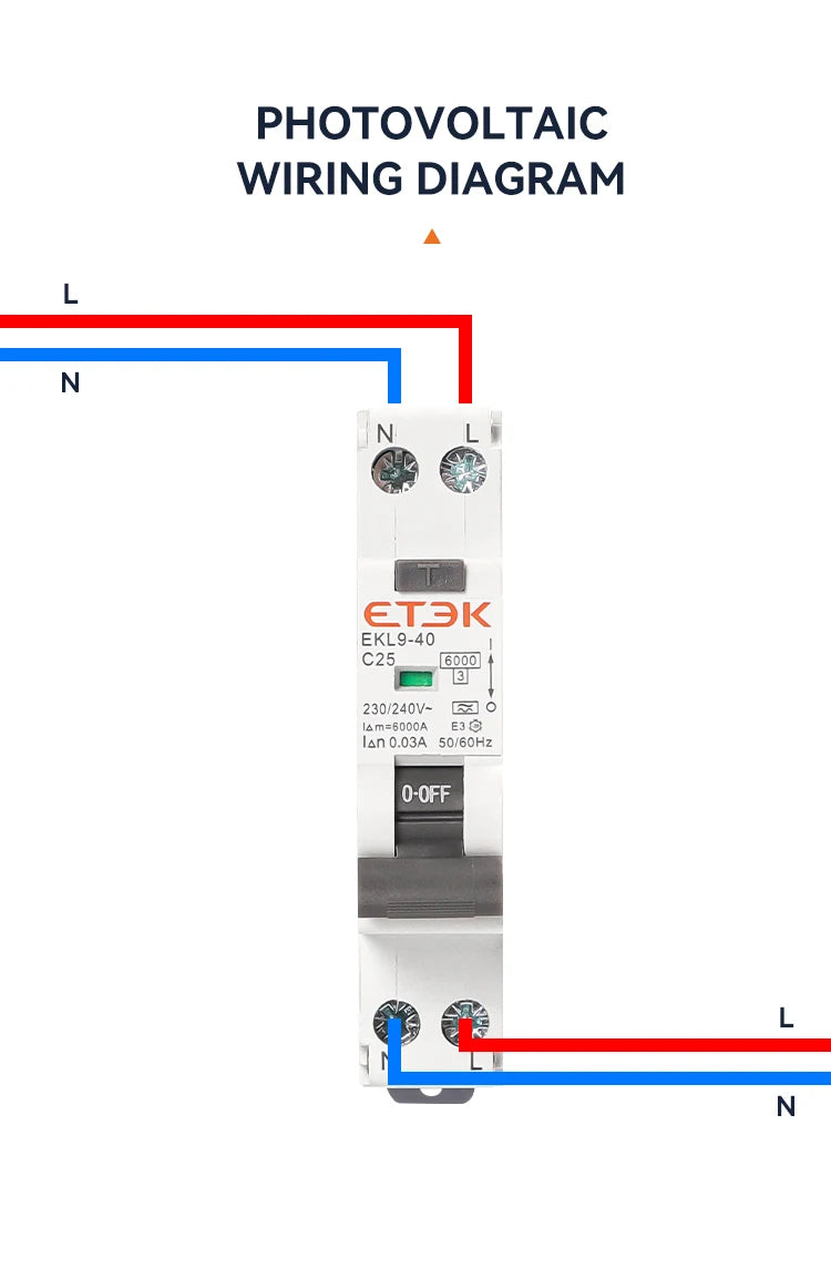 ETEK 6KA 1P+N 2P 10A 16A Curve B 30mA RCBO Type A Intrinsic Safety Residual Current Automatic Circuit Breaker  EKL9-40