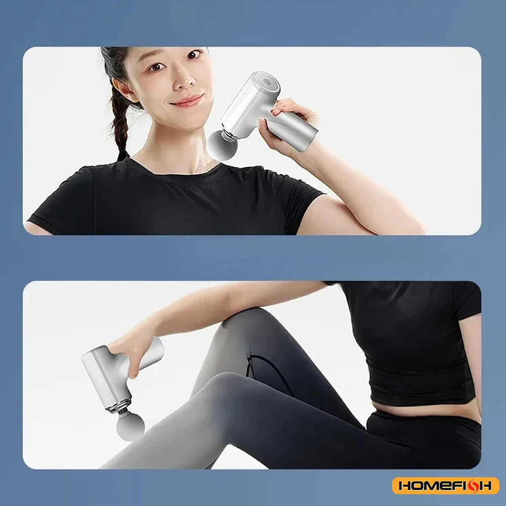HOMEFISH  Portable Electric Massage Gun  with 4 Interchangeable Heads & LED Light for Full Body Relaxation Electric Massage Gun
