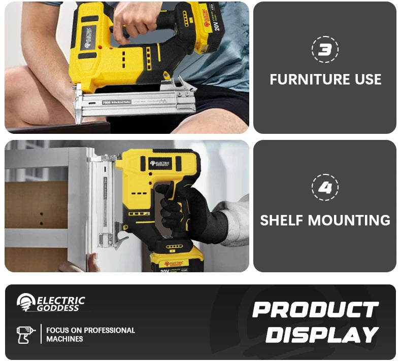 Brushless Electric Nail Gun with Battery Adapter Convert for Dewalt 20v Battery Pin to Milwaukee/Makita 20/18v Battery Pins