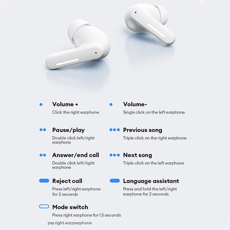 Lenovo LE209 ANC Wireless Earbuds – 30H Battery Life